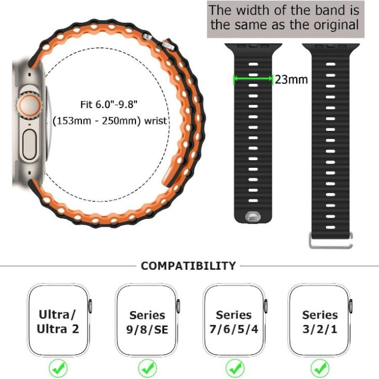 Pašček "Anlinser" za Apple Watch Ultra 2/Ultra SE Series 9 8 7 6 5 4 3 (49/45/44/42mm) črno-oranžna – Infostyle