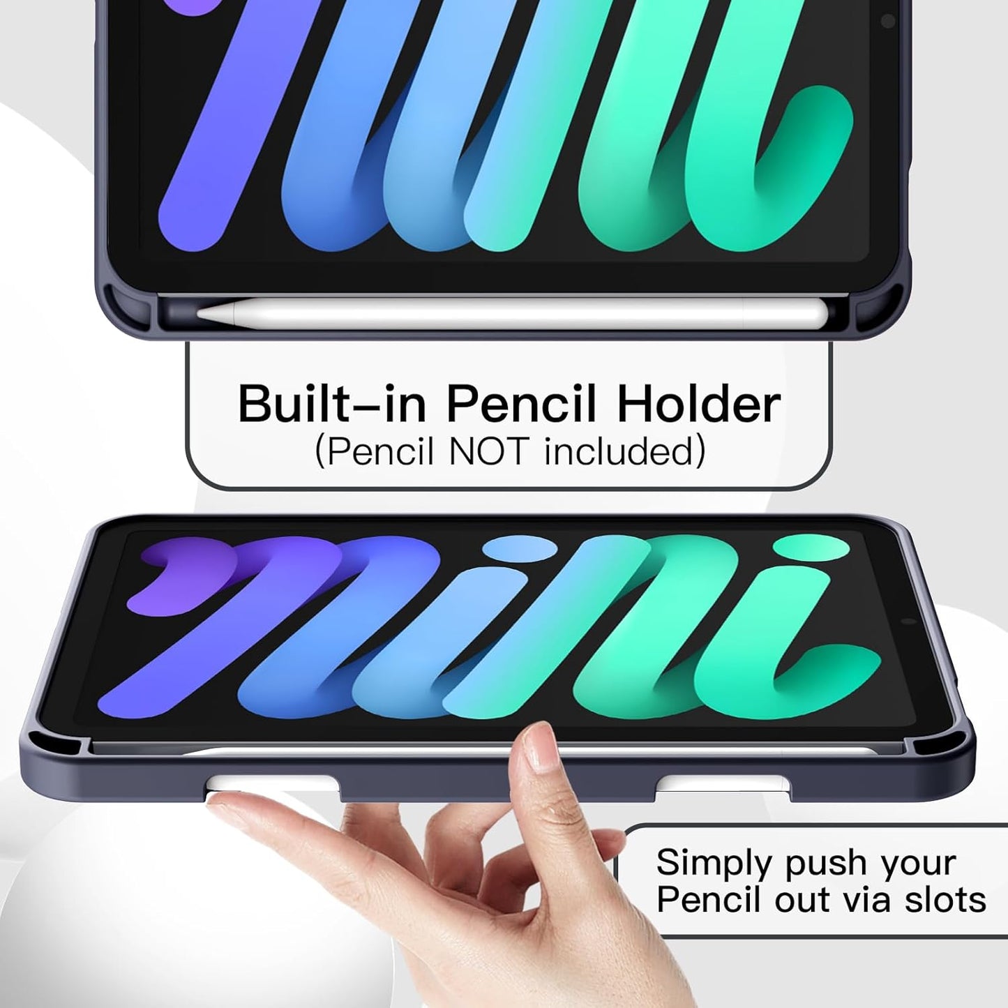 Ovitek JETech za iPad Mini (A17 Pro, model 2024, 7. gen.) / Mini 6 (model 2021, 6. gen.) z držalom za svinčnik