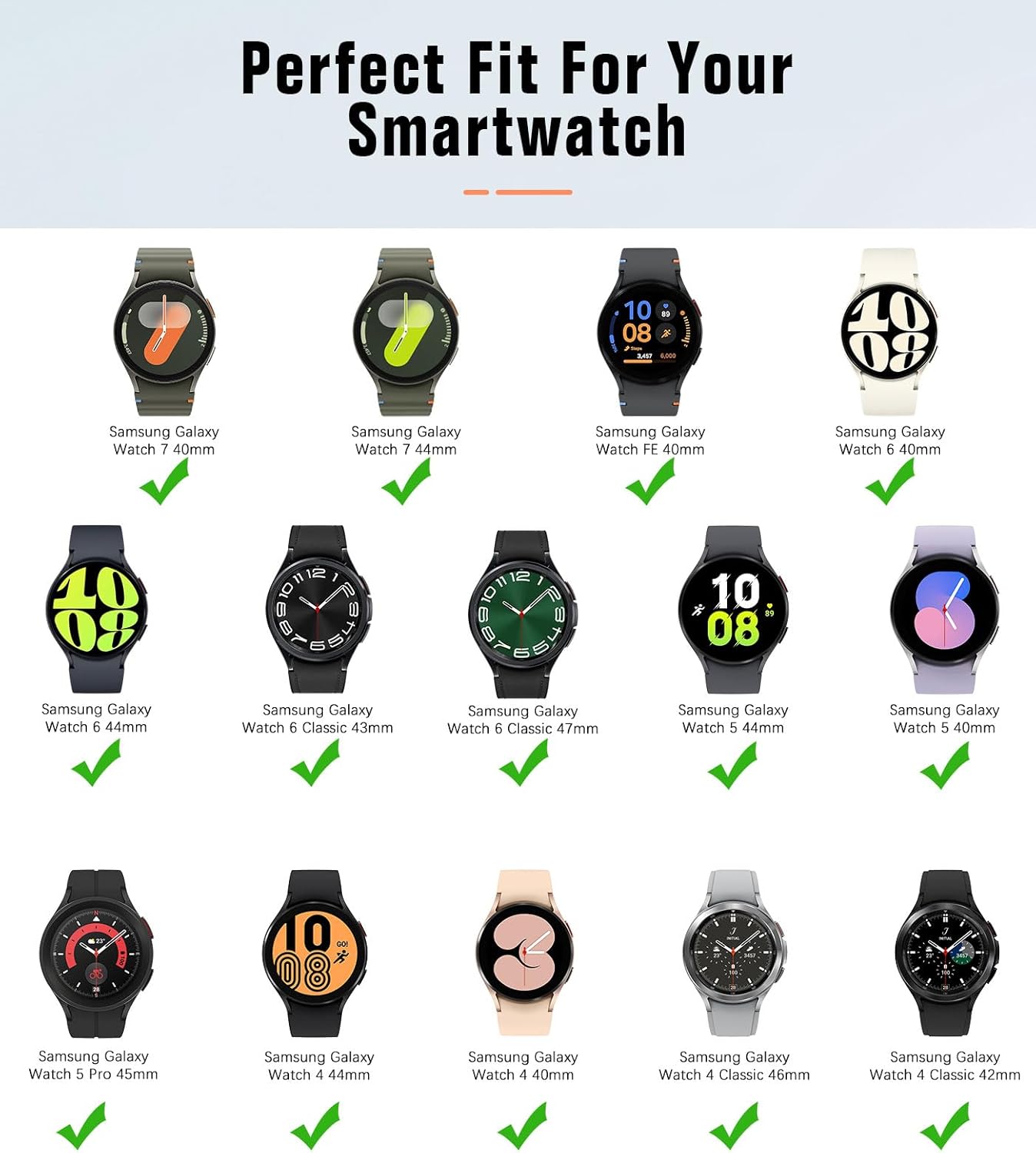Pašček za Samsung Galaxy Watch 6 40 mm 44 mm, Galaxy Watch 6 classic 43 mm 47 mm, Galaxy Watch 5 Pro/Watch 4/Watch 4 Cla