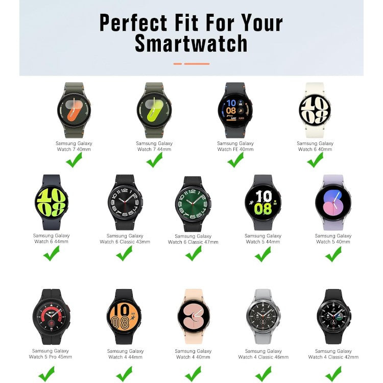 Pašček za Samsung Galaxy Watch 6 40 mm 44 mm, Galaxy Watch 6 classic 43 mm 47 mm, Galaxy Watch 5 Pro/Watch 4/Watch 4 Cla