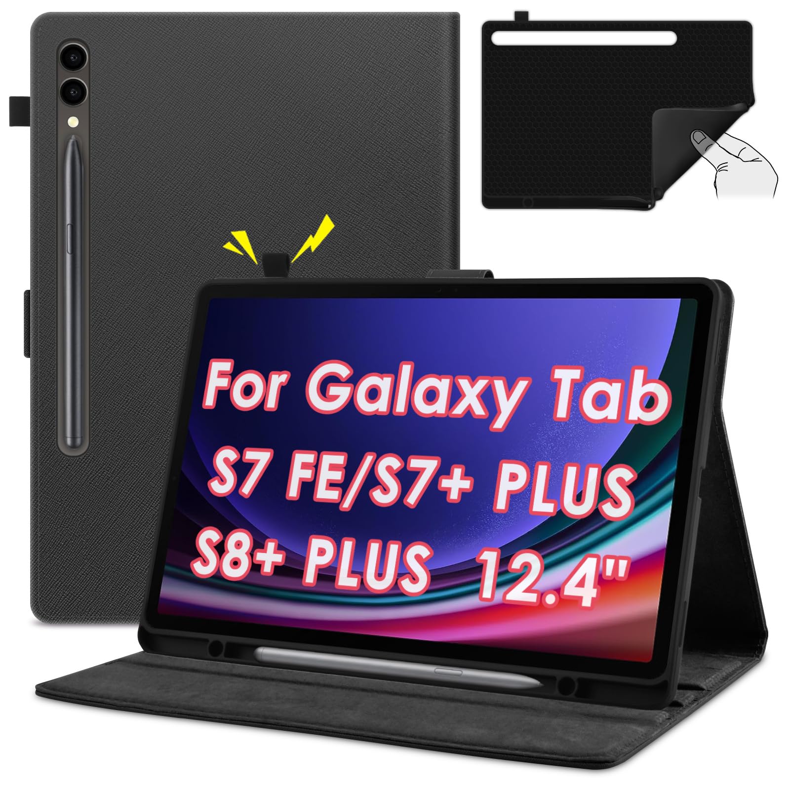 ovitek z drzalom za pisalo za samsung galaxy tab s9 plus crna