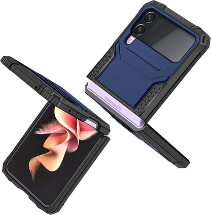 UEEBAI Military Grade Armored Case for Samsung Galaxy Z Flip 3 5G - TPU with Rotating Ring and Stand