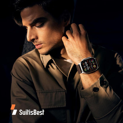 Suitisbest usnjen pašček za Apple Watch Ultra 2 / Ultra 49mm – S-kavelj, rjav, za 46mm, 45mm, 44mm in 42mm