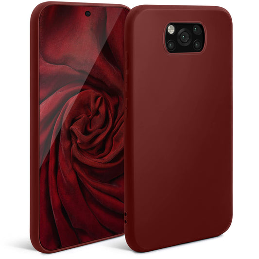 silikonski ovitek moozy za xiaomi poco x3 pro x3 nfc vinsko rdeca