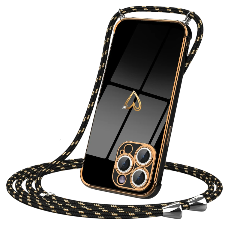 Ovitek za telefon ''TOGESTAR'' iPhone 15 Pro Max z vrvico – Infostyle – Črna