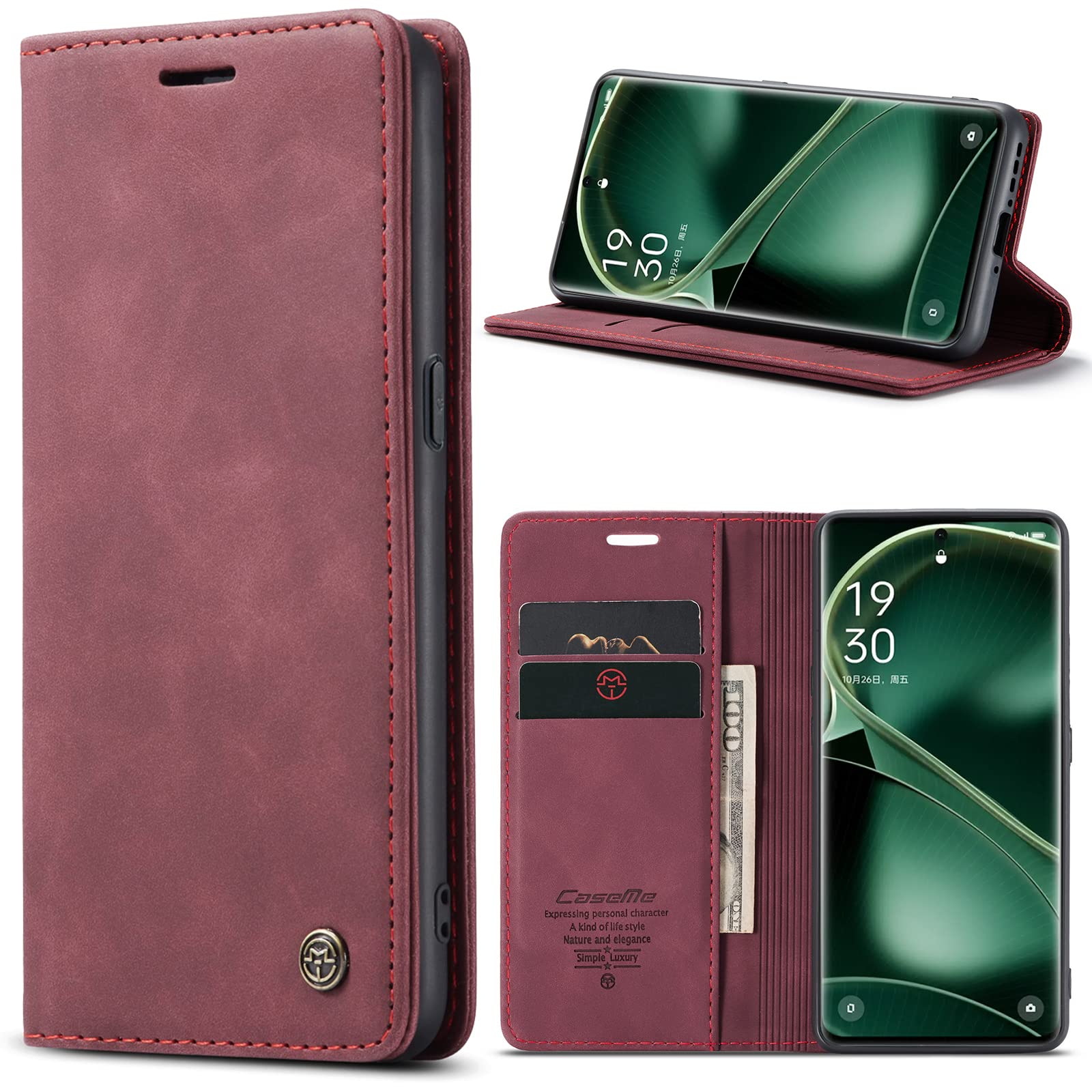 Preklopna torbica Bigcousin za OPPO Find X6 5G vinsko rdeèa