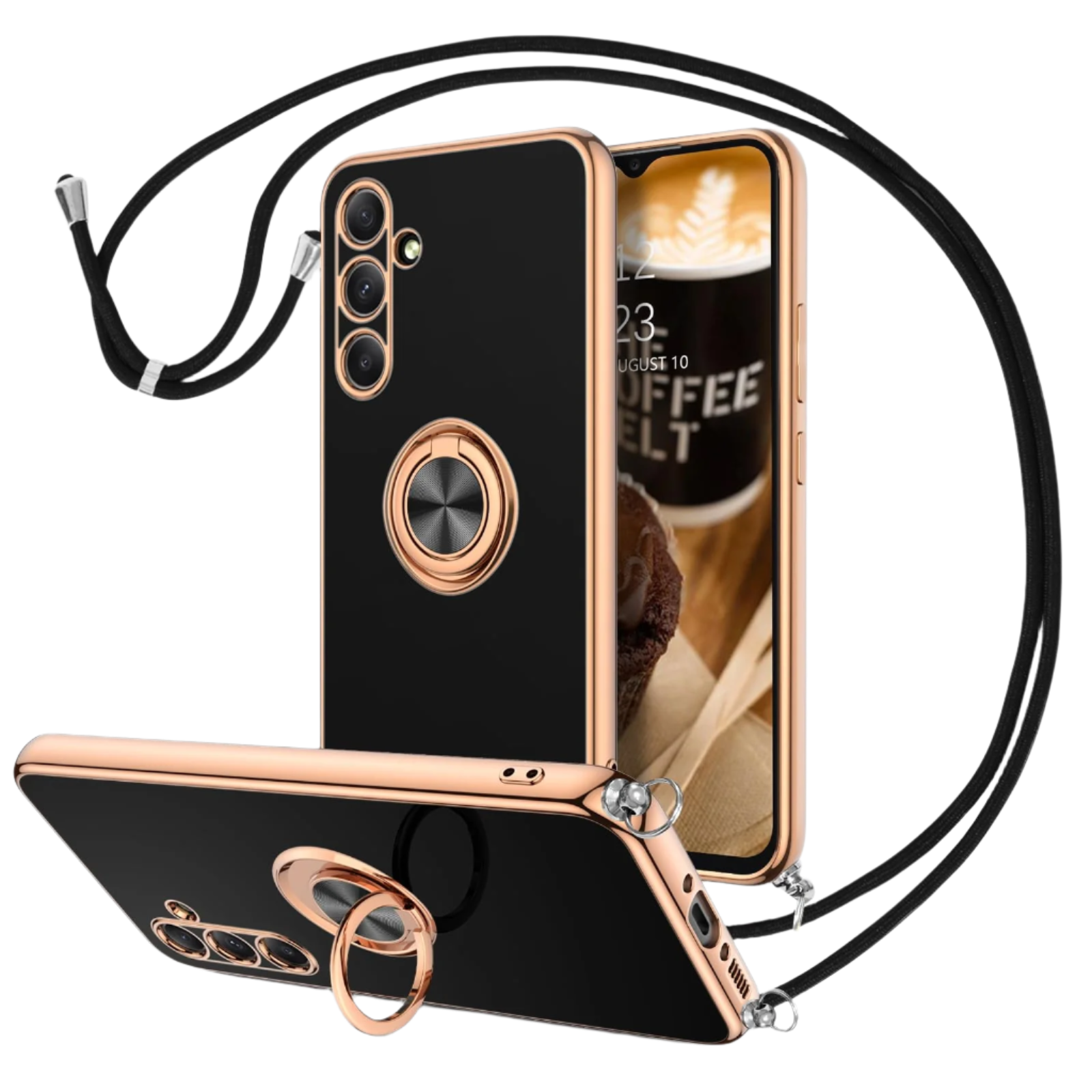 Ovitek za telefon z vrvico "BENTOBEN Ring" Samsung Galaxy A54 – Infostyle – Črna