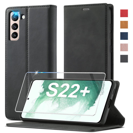Preklopna torbica + zašèitno steklo za Samsung Galaxy S22 Plus èrna