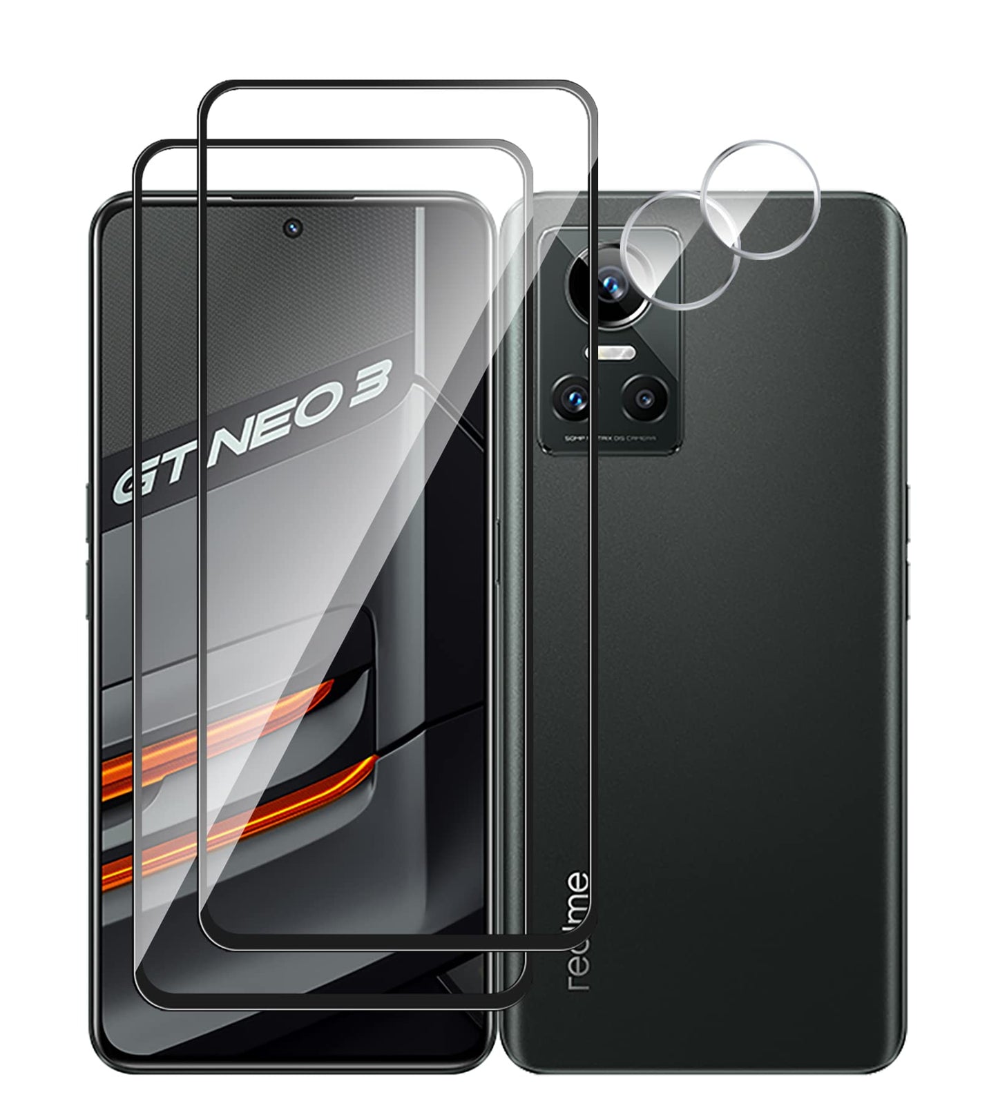 GIOPUEY Zaščita zaslona in zaščita za kamero, za Realme GT Neo 3, [2+2 paket]