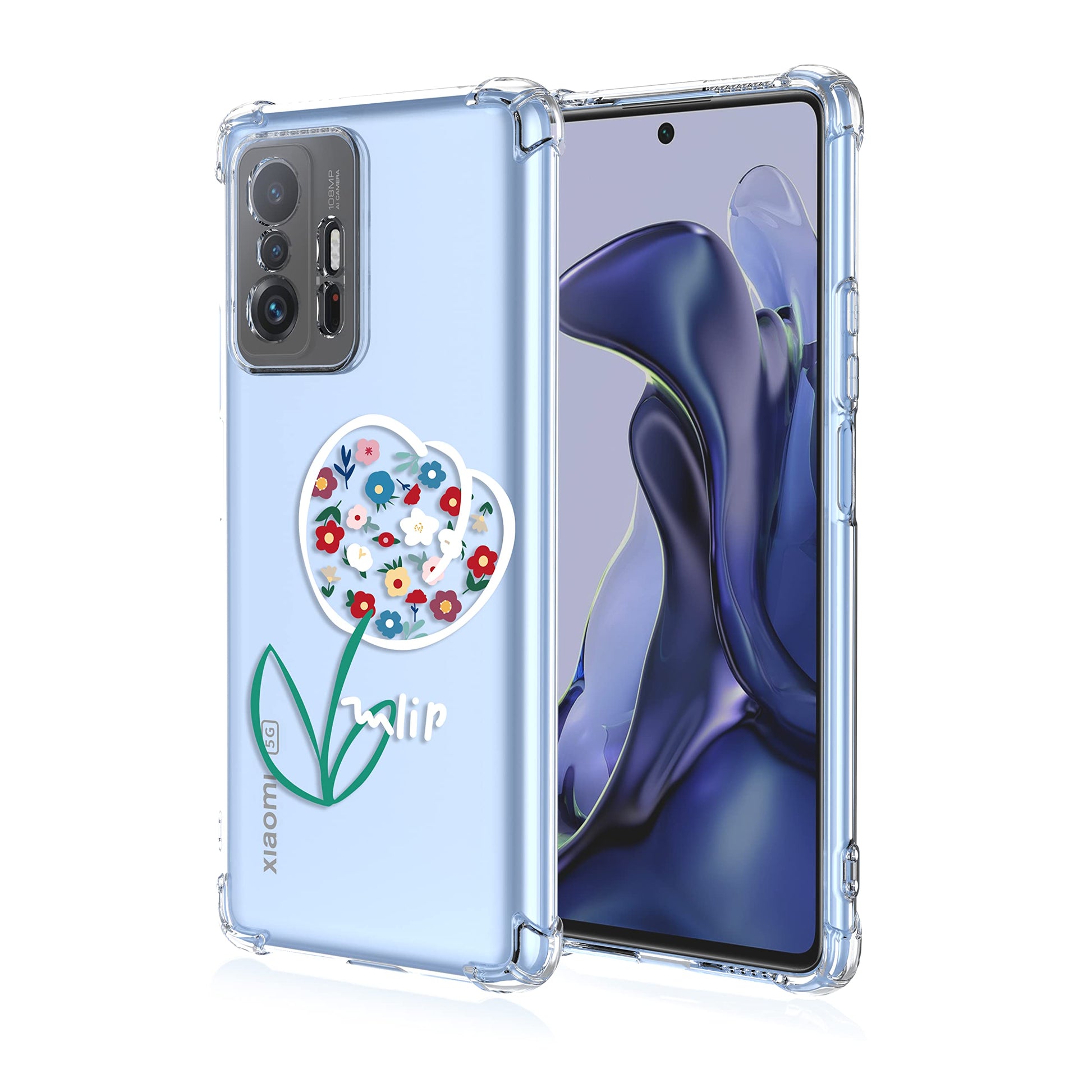 Prozoren ovitek Heart Flower za Xiaomi 11T / 11T Pro