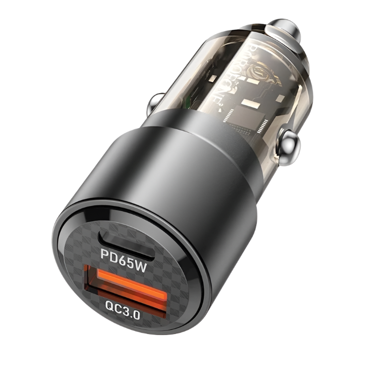 Avto polnilec USB + Type C 83W – Borofone – Prozorna