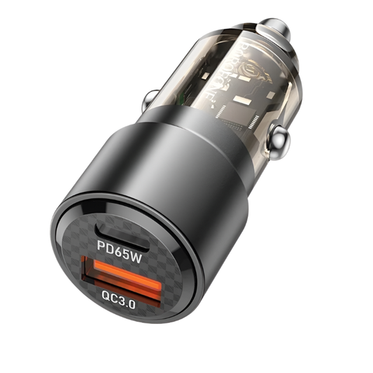 Avto polnilec USB + Type C 83W – Borofone – Prozorna