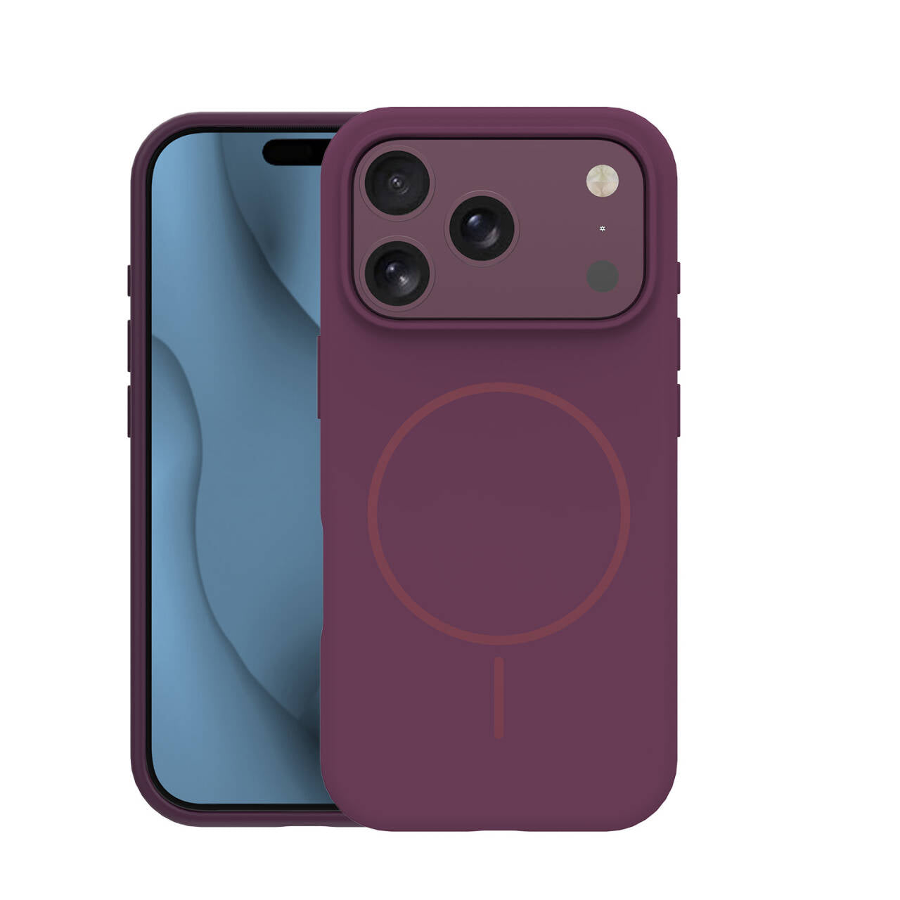 Ovitek za iPhone 17 Pro Max / 18 Pro Max, silikonski MagSafe – temno češnjev