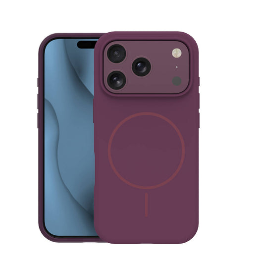 Ovitek za iPhone 17 Pro Max / 18 Pro Max, silikonski MagSafe – temno češnjev