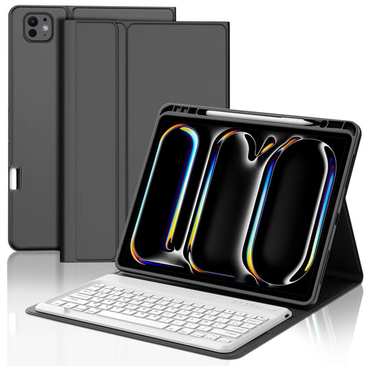 IVEOPPE-ovitek-s-tipkovnico-za-iPad-Pro-13-2024-AZERTY-črna:IVEOPPE ovitek s tipkovnico za iPad Pro 13" (2024) – osvetlitev ozadja, snemljiva tipkovnica AZERTY, črna