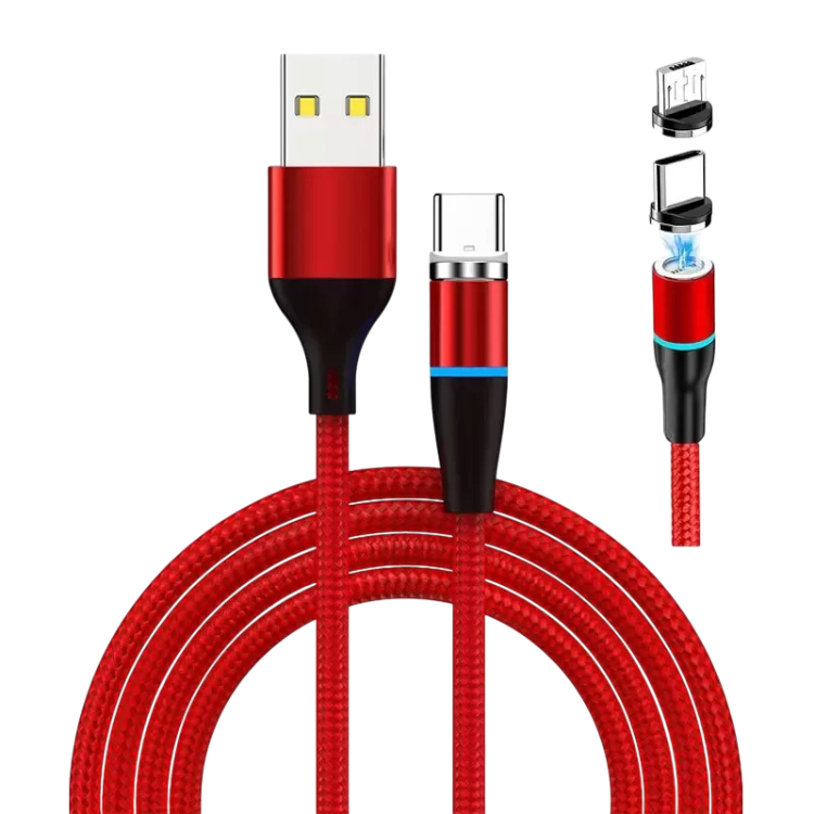 Magnetni polnilni kabel USB-C/Micro USB 2v1 2m – Infostyle – Rdeča