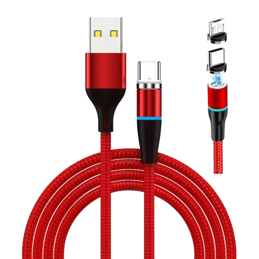 Magnetni polnilni kabel USB-C/Micro USB 2v1 2m – Infostyle – Rdeča
