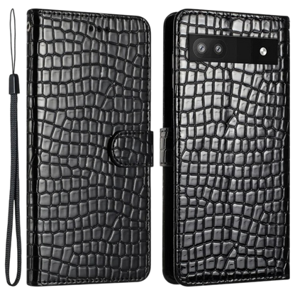 Preklopna torbica "crocodil" za Google Pixel 6A, črna – Infostyle