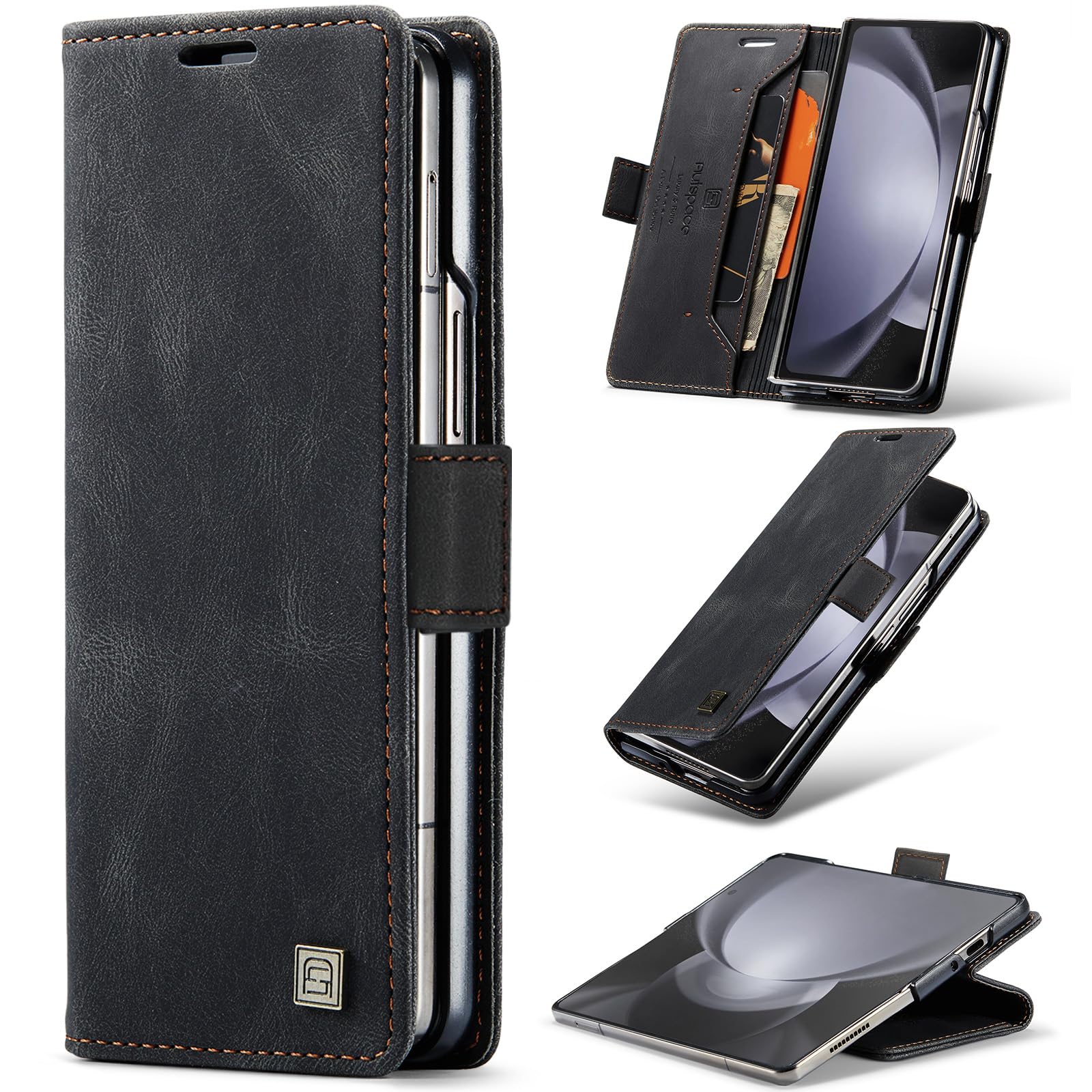 URMAX usnjena torbica z RFID za Samsung Galaxy Z Fold 5 èrna