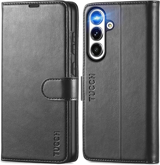 TUCCH Preklopna Denarnica za Samsung Galaxy S25 Plus 5G – RFID Zaščita (Črna)