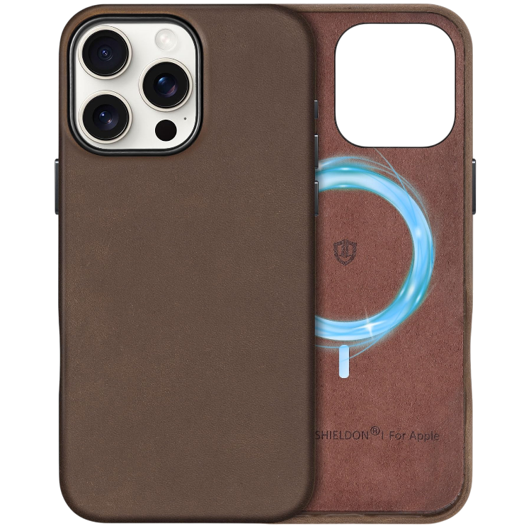 Ovitek za telefon "Shieldon Leather" za iPhone 16 Pro Max – Infostyle – Rjava