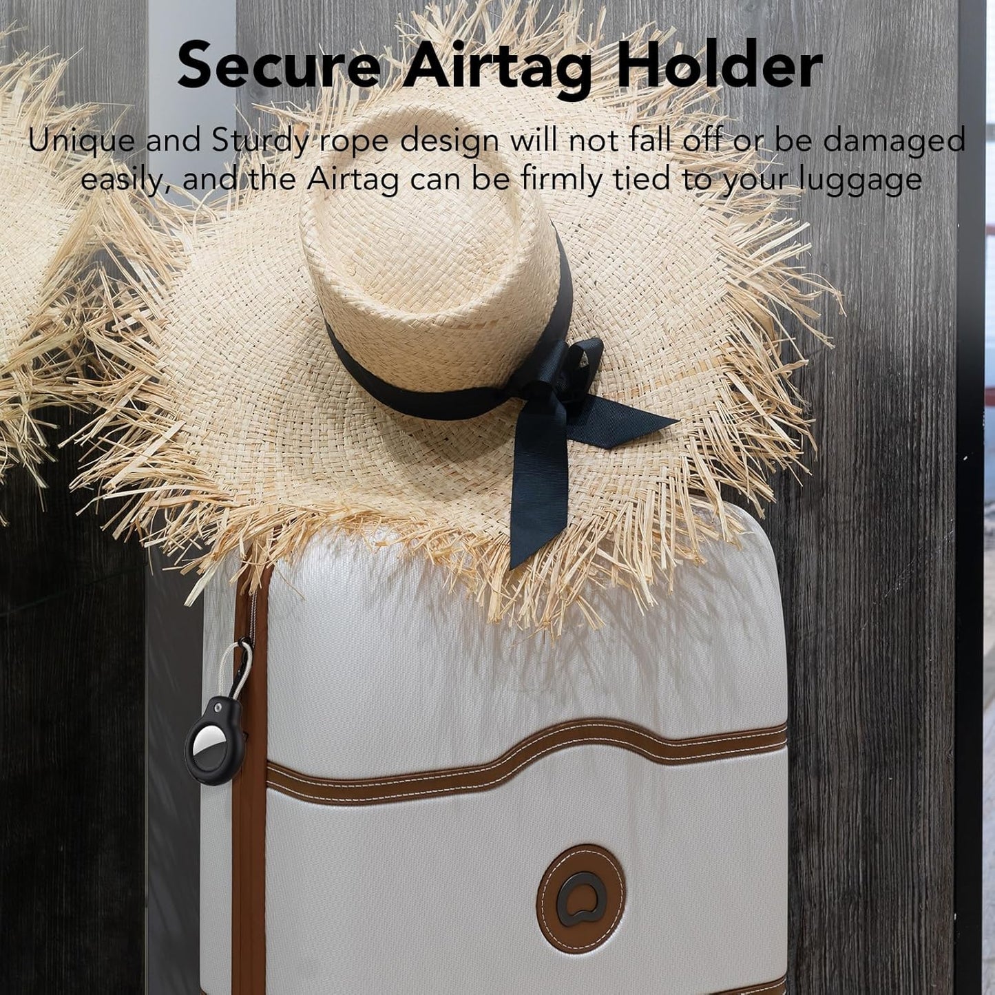 AirTag Luggage Tags (2 Pack) – Metal Holder with Secure Lock, Black/Pink
