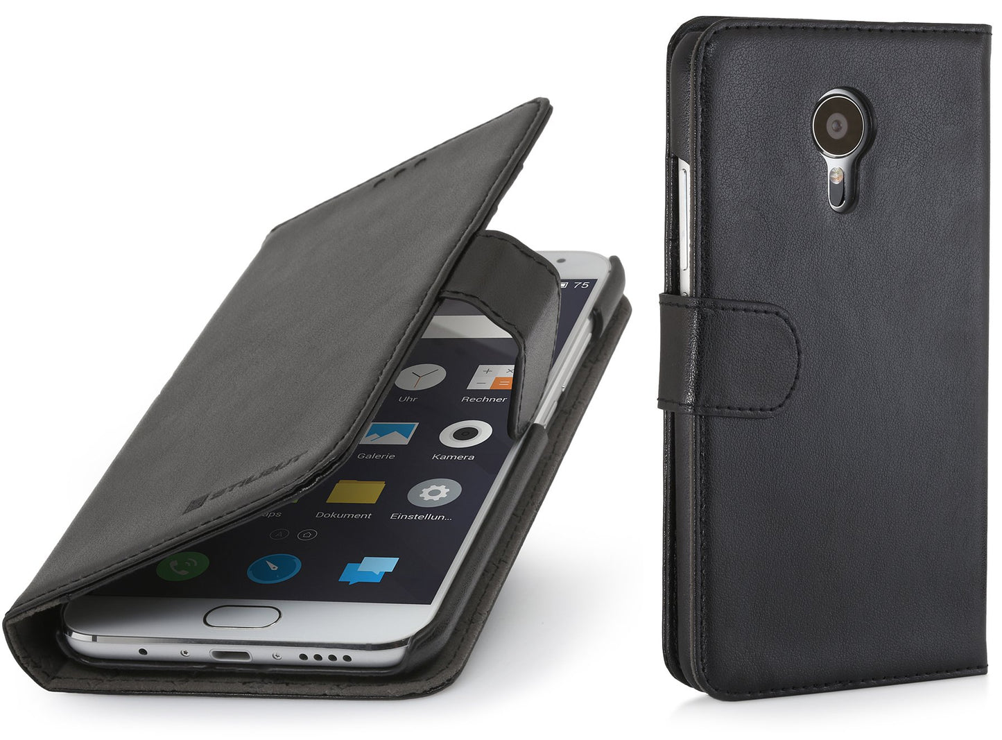 StilGut preklopna torbica „Talis“ za Meizu MX5 – držač za kartice, PU koža, crna
