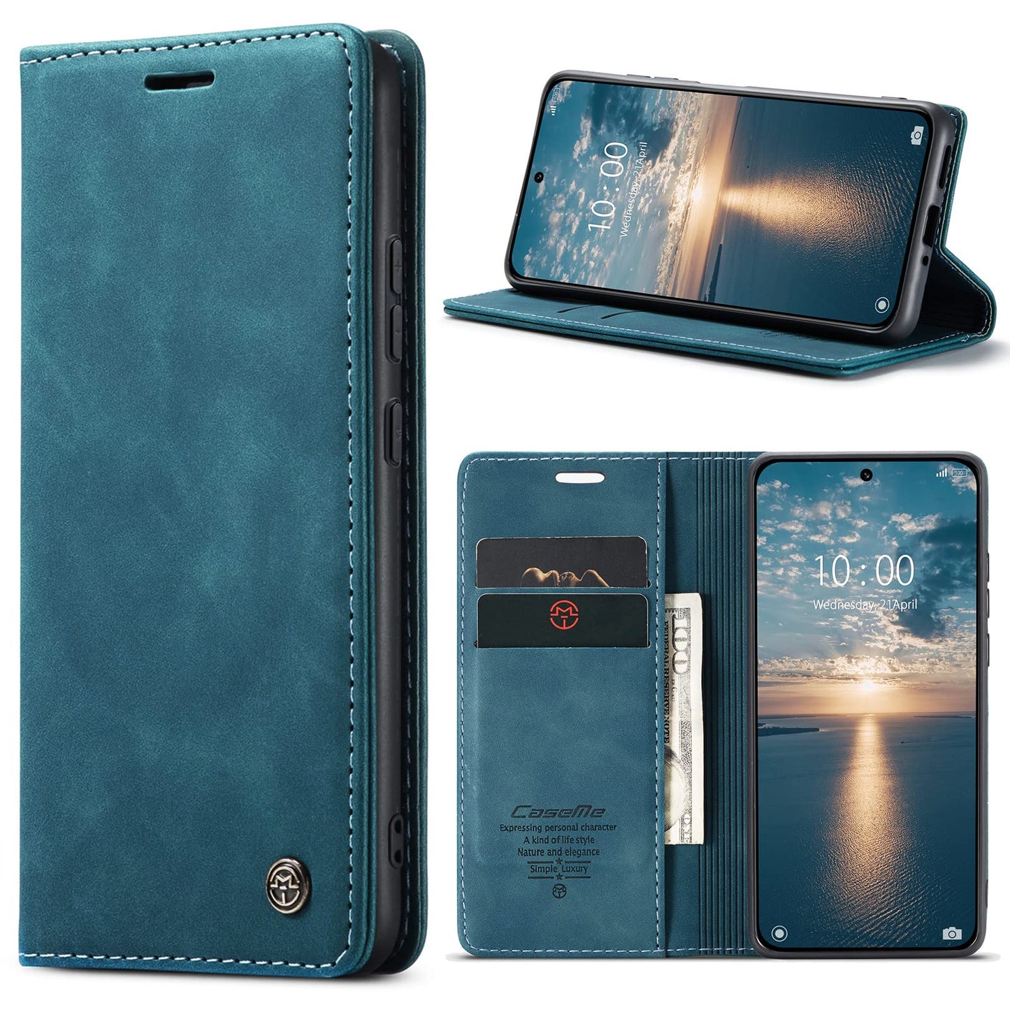 Preklopna torbica Bigcousin za Xiaomi 13 zeleno modra