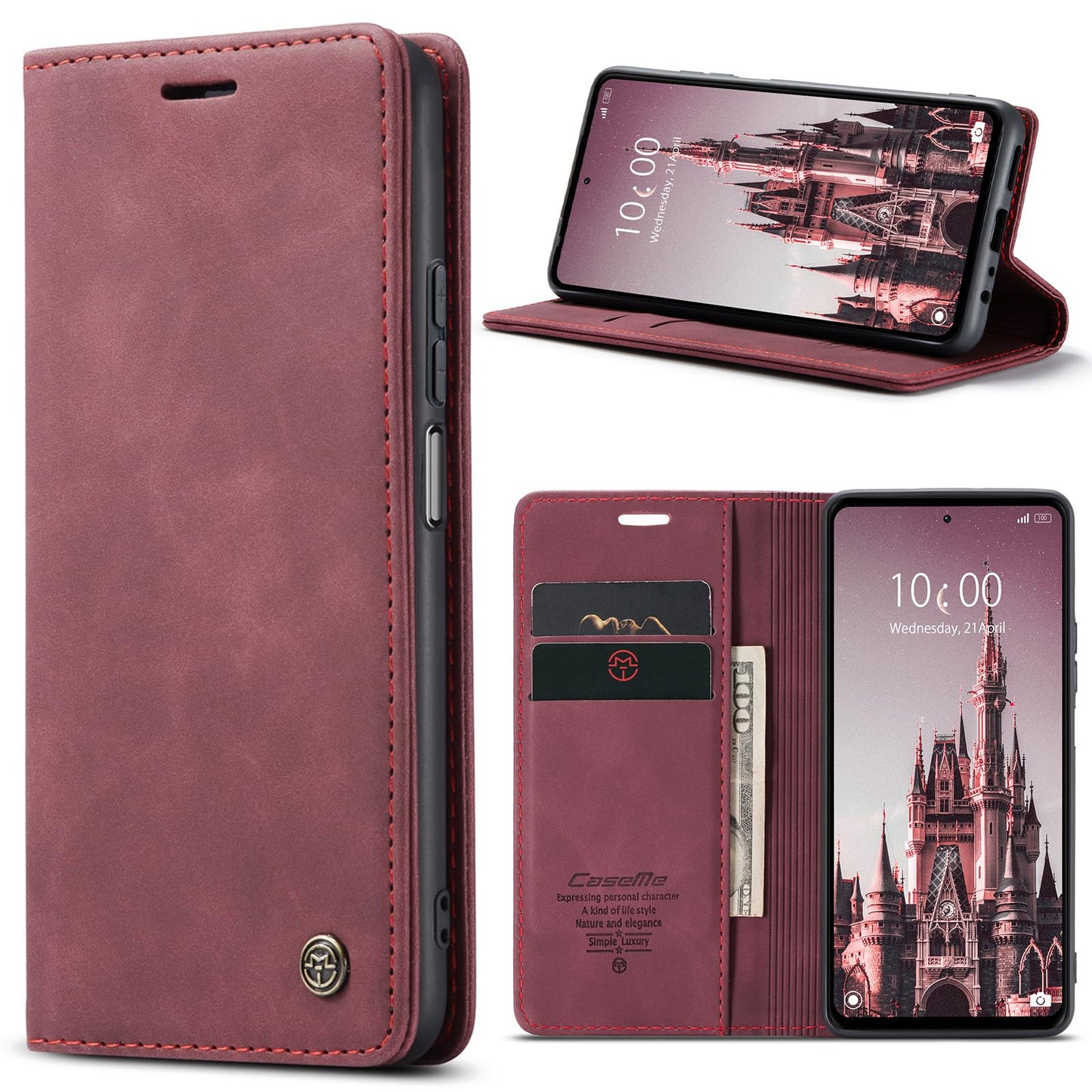 Preklopna torbica Bigcousin za Oppo Realme C55 vinsko rdeèa