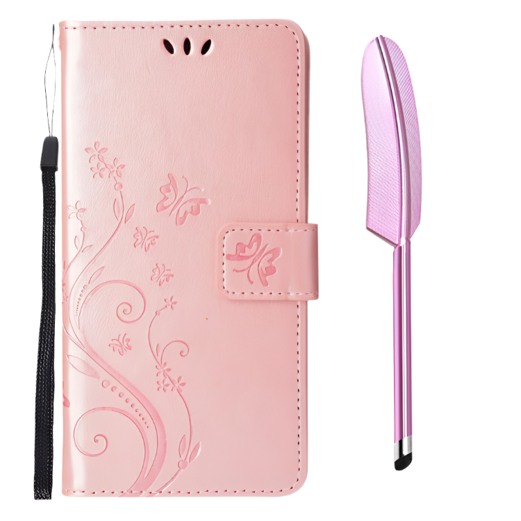 Preklopna torbica za telefon "Butterfly" s pisalom za iPhone 15 Plus – Infostyle – Roza