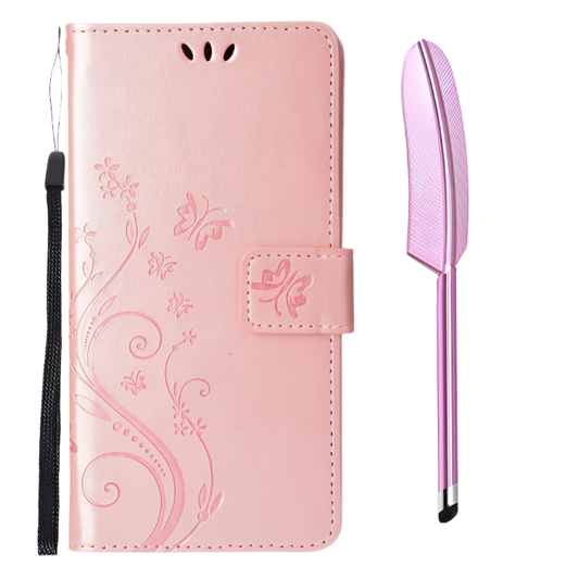 Preklopna torbica za telefon "Butterfly" s pisalom za iPhone 15 Plus – Infostyle – Roza