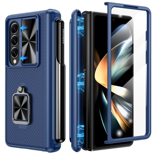 Doeshine ovitek z ring stojalom za Samsung Galaxy Z Fold 4 modra