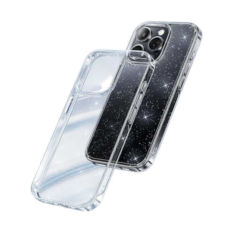 Ovitek "glitter" za iPhone 15 Pro, prozorna – CASEKOO