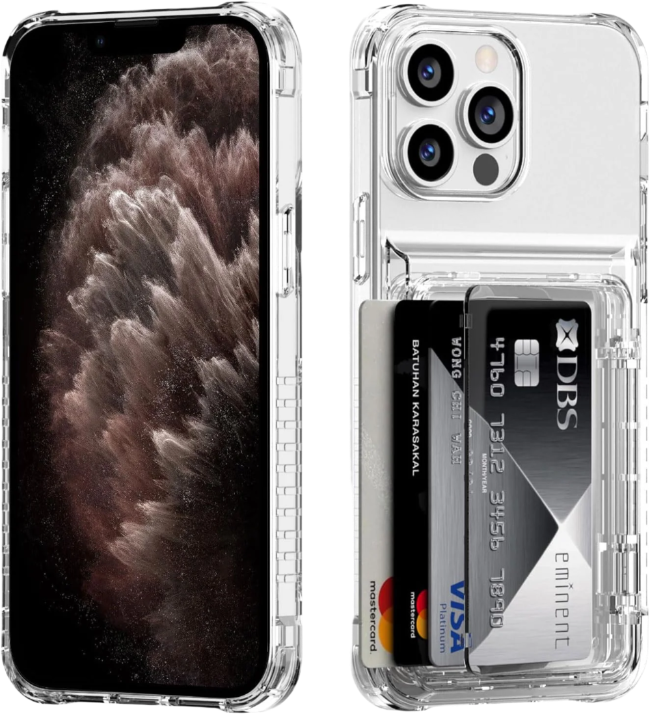 Ovitek za telefon iPhone 11 Pro Max ''Antishock'' z žepkom za kartice, prozorna – Infostyle – Prozorna / TPU silikon