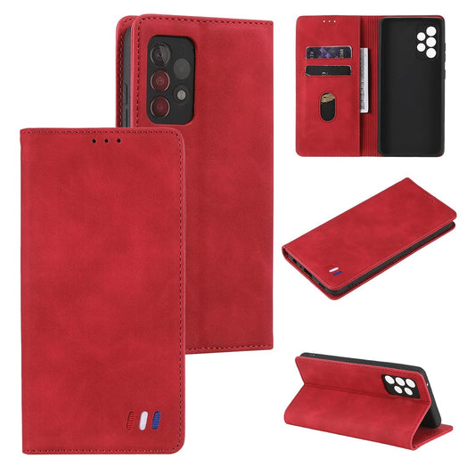 UEEBAI Case for Samsung Galaxy A51, Vintage Leather, Wallet, Kickstand, Magnetic Closure - Red