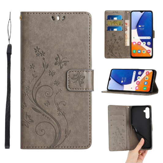 Preklopna torbica za telefon "Yiscase - metulj" Samsung Galaxy A35 – Siva