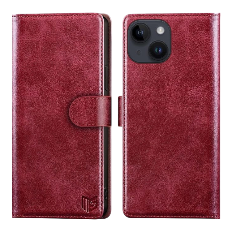Preklopna torbica "SUANPOT" za iPhone 15 – Rdeča