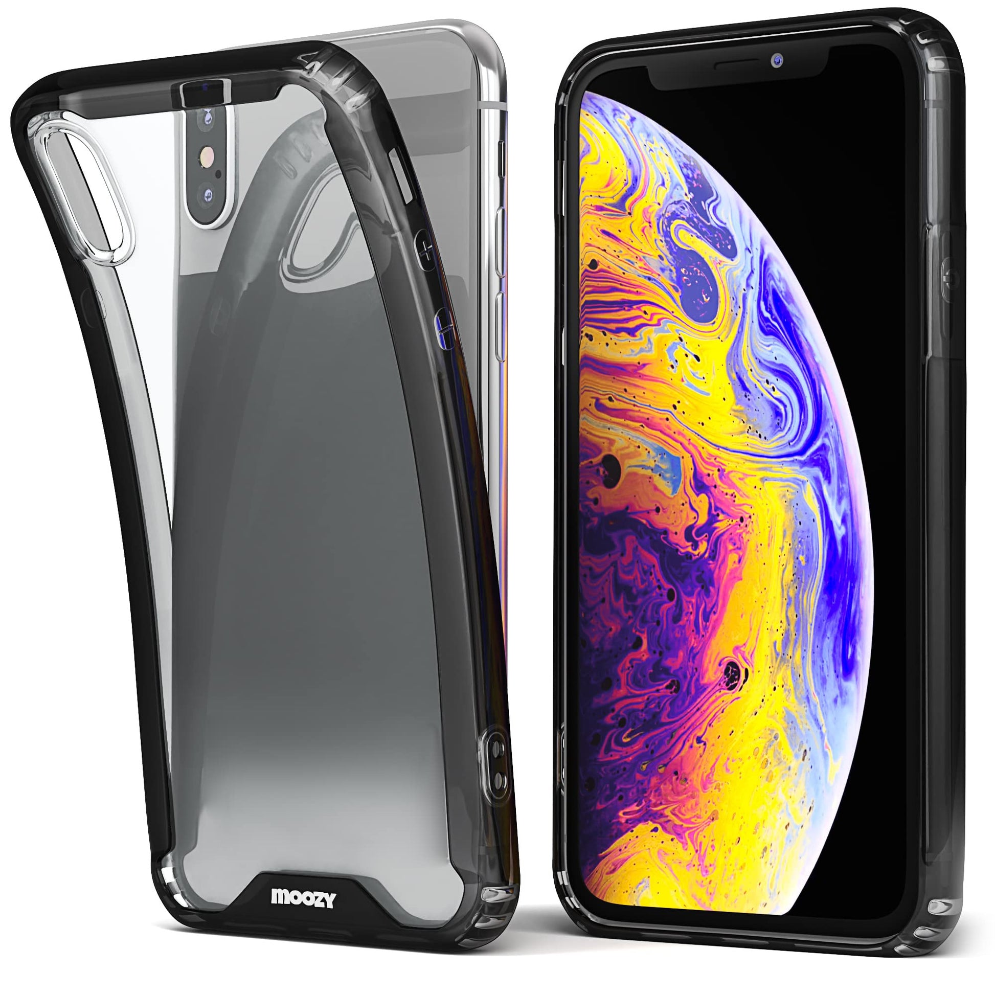 Moozy Xframe ovitek za iPhone X / XS èrn prozoren