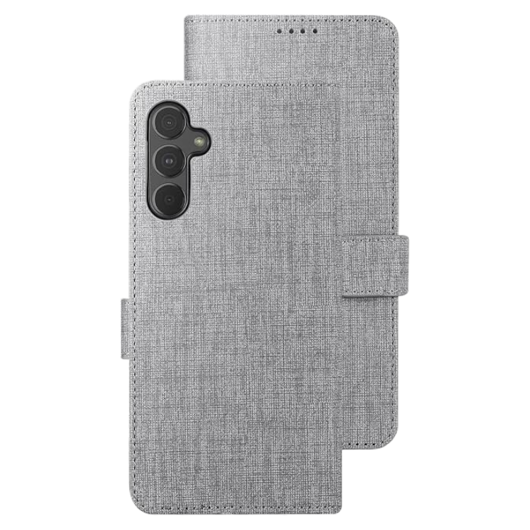 Preklopna torbica "Foluu" za Samsung Galaxy A34, siva – Siva / Ekološko usnje + TPU silikon