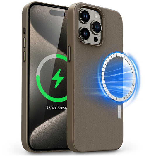 Magnetic Doeshine ovitek za iPhone 15 Pro Max svetlo rjav