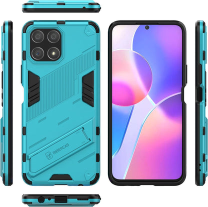 GIOPUEY hibridna maskica za Honor X8 – TPU + PC, postolje (plava)