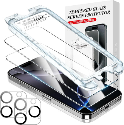 Fitudoos 2x kaljeno zaščitno steklo za iPhone 16 Pro Max + 2x zaščita kamere – 9H