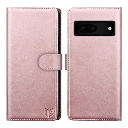 Preklopna torbica za Google Pixel 7A, roza – SUANPOT – Roza / Ekološko usnje + TPU silikon