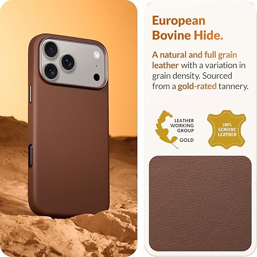 LONLI Vele futrola od prave europske kože za iPhone 17 Pro