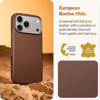 LONLI Vele futrola od prave europske kože za iPhone 17 Pro