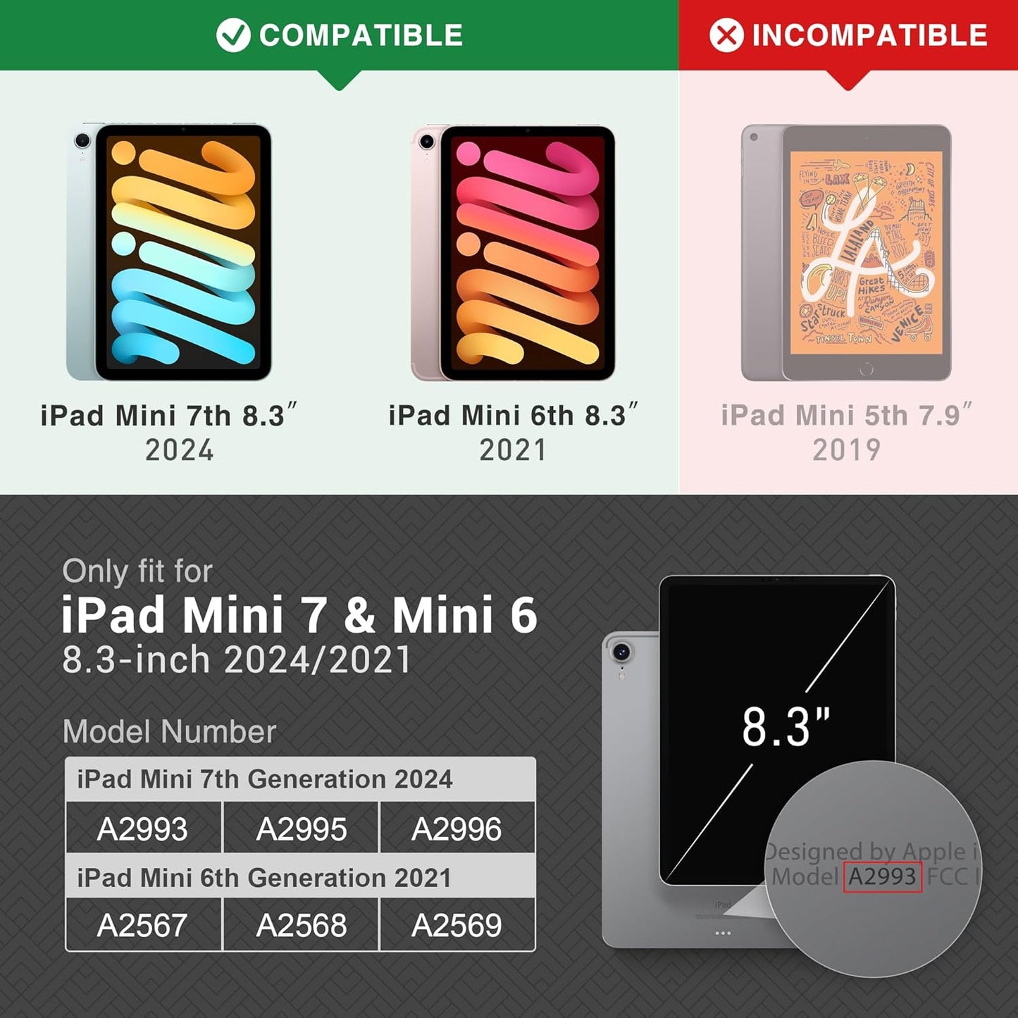 Ovitek za tablico "KingBlanc" iPad Mini (A17 Pro, model 2024, 7. gen.) / Mini 6 (model 2021, 6. gen.), 8.3"