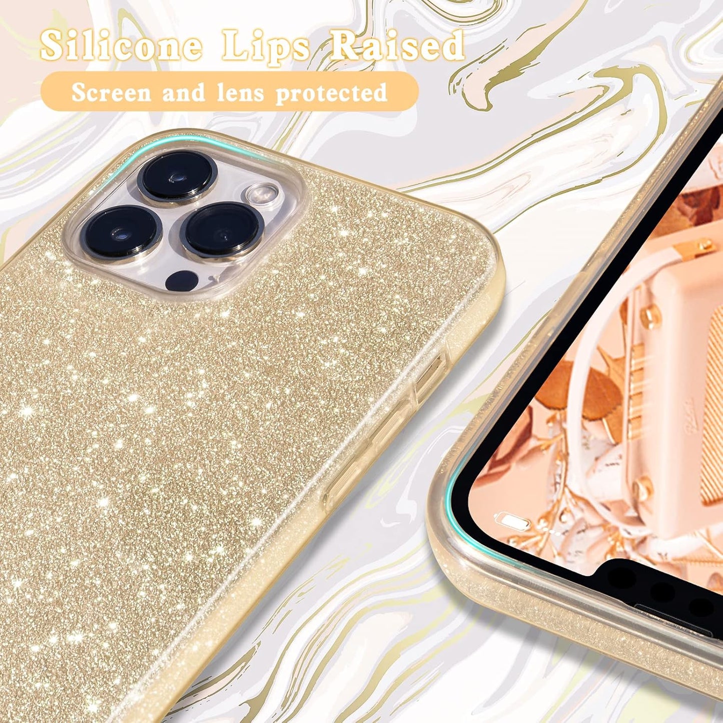 Ovitek za telefon ''Glitter'' iPhone 13 Pro Max, zlata – MATEPROX