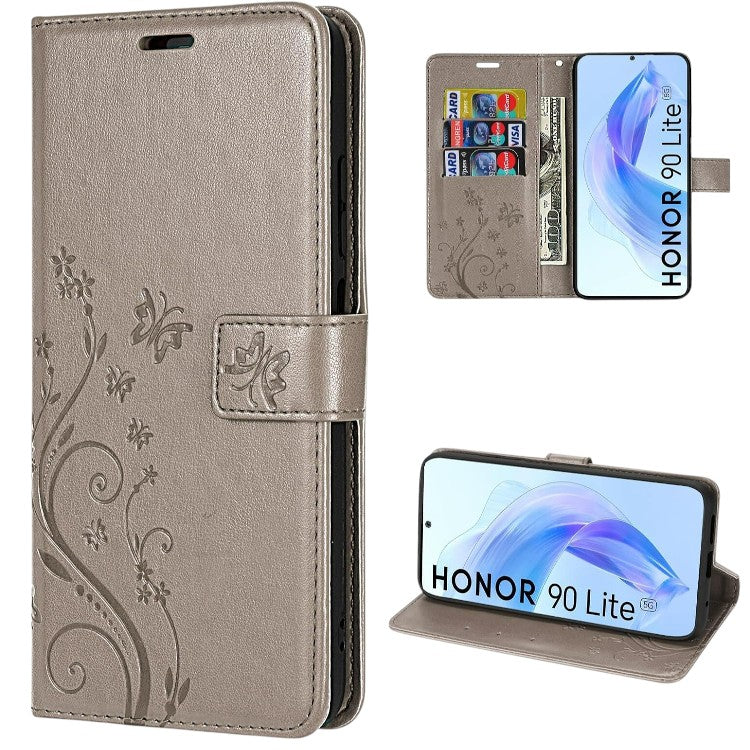 Preklopna torbica "Butterfly" za Honor 90 Lite, siva – Infostyle