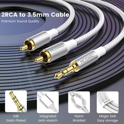Avdio kabel "Moswag" 3,5mm v 2 RCA, 10m