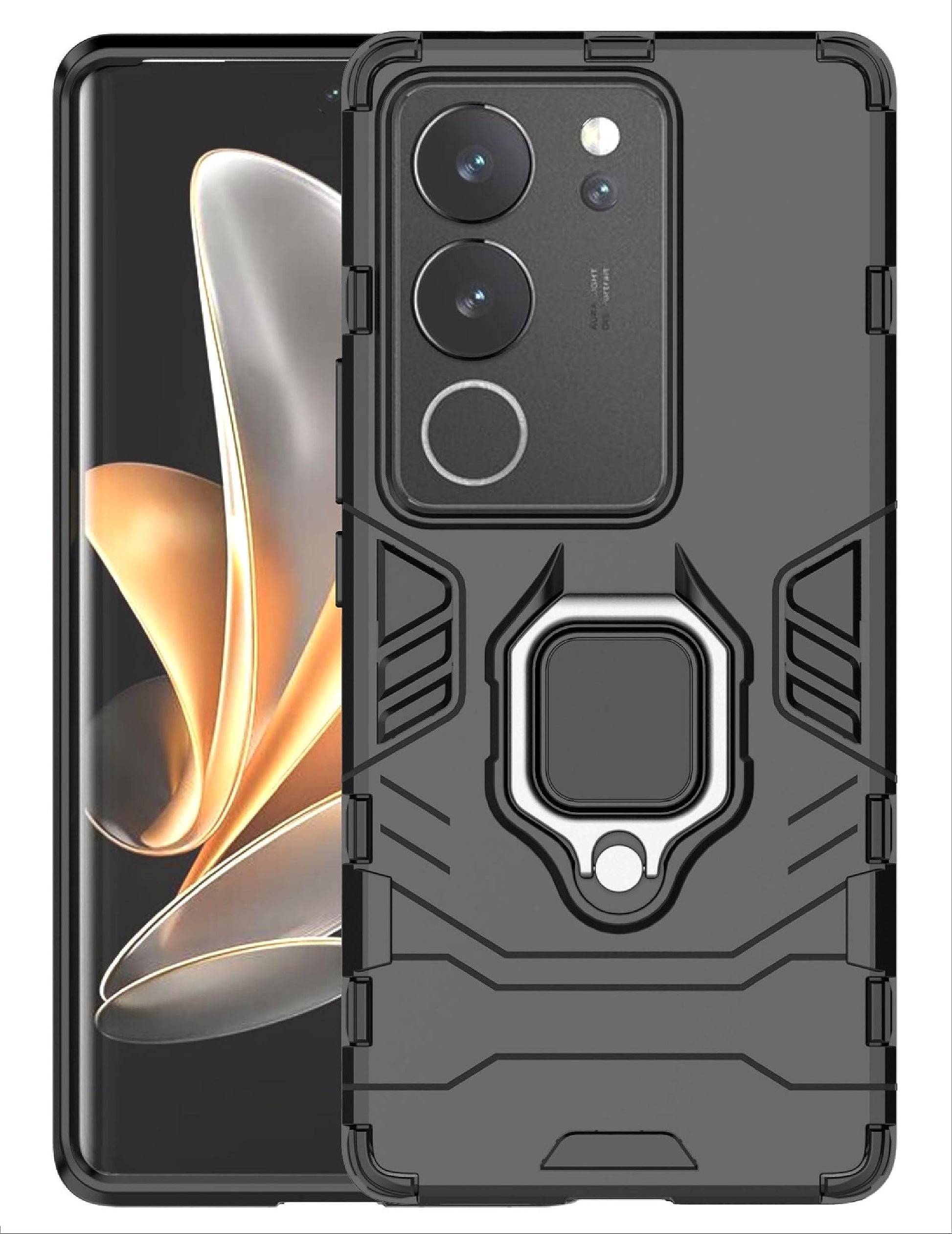 Silikonski ovitek Ring za VIVO V29 5G èrna